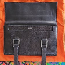 HERMÈS Black Small Satchel Top Handle Bag Silver Hardware Buckle, AUTHENTIC picture