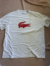 Lacoste Sport Men's 3XLT White Crew Neck Short Sleeve Cotton Jersey Logo Tee picture