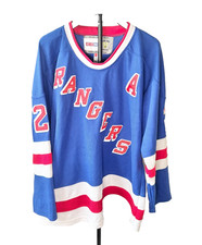 CCM Vintage Hockey Authentic NY Rangers Brian Leetch 54 Fight Strap Canada Made picture