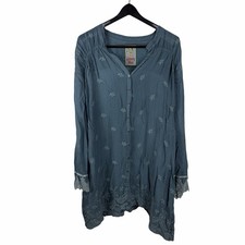Vintage 2000s Womens Johnny Was Embroidered Cute Blue Blouse Top Size XL picture