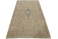 Kermani Rug 5’6” x 8’6” Red Wool Vintage Distressed Hand-Knotted Oriental Carpet picture