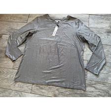 Chicos Long Sleeve Shirt Tee Touch of Cool Foil Layering Large 2 Metallic NWT picture