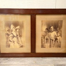 Antique Sophie Gengembre Anderson Art Religious choir Prints Framed Victorian picture