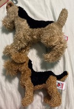 Vtg DOUGLAS CUDDLE TOYS PLUSH STUFFED AIREDALE TERRIER DOG & Ganz Webkinz EUC picture