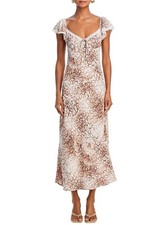Wayf Womens Melissa Lace Trim Maxi Dress Medium Brown Python - NWT $128 picture