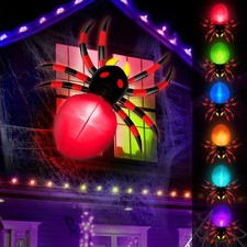 3.5FT Halloween Inflatable Spider with 6 Color Changing Lights - Spooky Window D picture