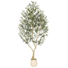 Realead 8ft Faux Olive Tree with Tall Exquisite Planter 8ft, Green picture