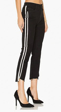 MOTHER The Insider Crop Step Fray High Rise Slim Straight Dark Stripe Jeans 29 picture