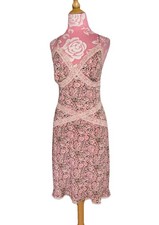 VTG Y2k Heart Moon Star Midi Dress Large Floral Lace Trim Sleeveless Coquette picture