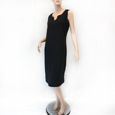 Talbots Plus Black 100% Cotton Sleeveless V-Neck Midi Dress, Size 3X picture