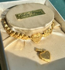 VTG SWEETHEART BRACELET & LOCKET “BABY MINE” 12K GF Child picture