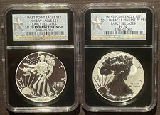 2013-W $1 SILVER AMERICAN EAGLE WEST POINT SET NGC PF70 SP70 ER : 07567L picture