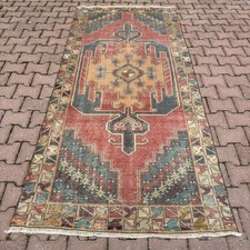 3.9x8.5 Vintage Turkish Wool Oushak Handwoven Anatolian Area Rug - Tariff Free picture