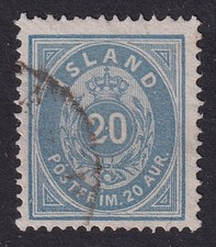 ICELAND 1884 Numeral 20a Grey-Blue SG 22a Used (CV £65) picture