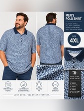 Men's Blue Patterned Polo Shirt - Relaxed Fit picture