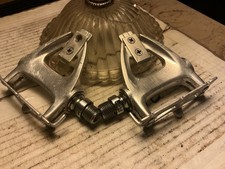 Campagnolo C-Record pedal pair-no dust caps/missing 1 toe clip screw/nut picture