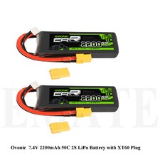 2X Ovonic 7.4V 50C 2200mAh 2S Lipo Battery XT60 Plug For 1/16 TRX RC Car Truck picture
