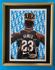 DEATH NYC Signed Large 16x20in Framed LEBRON JAMES Pop Art COA picture
