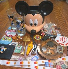 Vintage Grandpa’s Junk Drawer Lot Pins Stamps Disney  picture