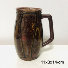 Vintage Studio Pottery Creamer Pitcher Drip Glaze Earth Tones Art Pottery picture