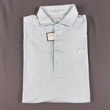 B Draddy Golf Shirt Polo Sleeve Logo Striped Small Blue Cotton Spandex MSRP $98 picture