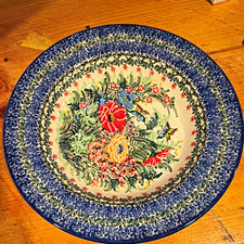 Unikat Polish Pottery  Hand Painted Floral Round soup/pasta Bowl Glossy T. Liana picture
