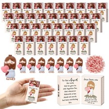 Wettarn 12 Sets Little Jesus Loves You Figures Bulk with Match Storage Box picture