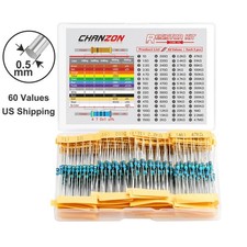 60 Values 1/4W Metal Film Fixed Resistor Kit 1R-4.7M ohm Through Hole Set 300pcs picture