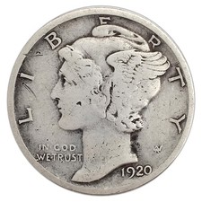 1920-D Mercury Dime F Fine 90% Silver picture