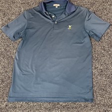 Peter Millar Summer Comfort Polo Shirt Mens Small Blue Gray Winged Golf Logo picture