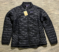 Patagonia Women’s Large Micro Puff quilted jacket black full zip 84070 NWT picture