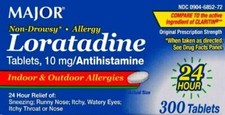 Major Allergy Loratadine 10mg Antihistamine Non-Drowsy Tablets 300 Count 0327 ex picture