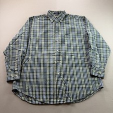 Faconnable Shirt Mens Large Green Plaid Button Down Long Sleeve Cotton Casual picture