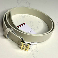 Tommy Hilfiger Women's Gray Basic Belt Size 85 (31-33) Logo Buckle Silver picture