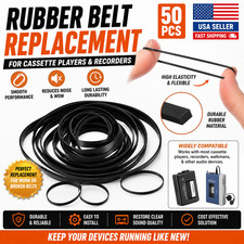 50 Pcs Rubber Tape Recorder Belt Cassette Player Drive Belts Replacement USA picture