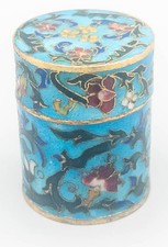 Exquisite Vintage Chinese Cloisonné Box – Turquoise Floral Enamel picture