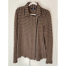 Chaps Ralph Lauren Houndstooth Moto Jacket Sz XL picture