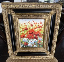 Vintage Ornate Gold Framed Still Life Oil Painting On Wood 18x15 authentic picture