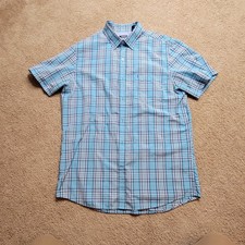 IZOD Plaid Short Sleeve Button-Up Shirt Men's L picture