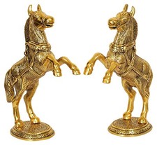 Metal Handcrafted Horse Figurines Showpiece 21 cm x 6 cm x 26 cm, Pack of 2 picture