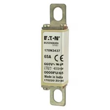 Eaton Bussmann 170N3437 Semiconductor Fuse, 65A, Fast-Acting, 660V Ac, Bolt-On picture