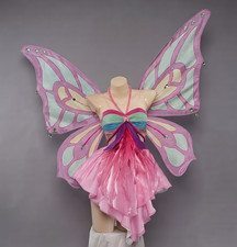Flora Enchantix Cosplay Costume Winx Club Fairy Costume Dress Wings picture