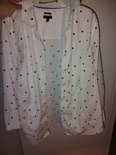 TALBOTS WOMEN'S BLACK & WHITE POLKA DOT PRINT LONG SLEEVE NON-IRON TOP SIZE 20W picture