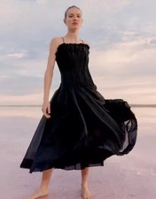 Aje Horizon AU 6 US 2 Pintucked Midi Dress Black P Cocktail Wedding BNWT RRP$625 picture