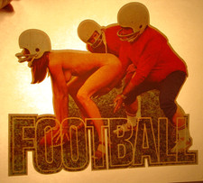 FOOTBALL FAN VINTAGE 1970's FUNNY IRON ON TRANSFER -NICE, B-26 picture