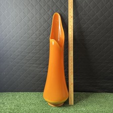 L.E. Smith Bittersweet Swung Vase Huge￼29” Orange Yellow Smoothie MCM Glass picture