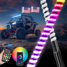 2PCS 2FT LED Whip Spiral Chasing RGB Whip Lights For Can Am Polaris RZR UTV ATV picture