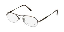 NEW KATA NOA EYEGLASS FRAME BROWN HALF-RIM METAL 47-19-140 OVAL UNISEX OAK picture