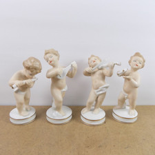 4 Wallendorf Porcelain Putti Baby Musicians Instrument Players Germany picture