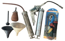 7pc Fluid Service Tool Bundle Grease Gun Suction Gun Funnels Lubeloop – Used picture